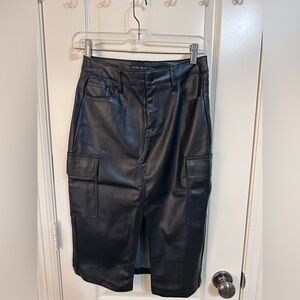 T.J.Maxx Black Faux Leather cargo Skirt